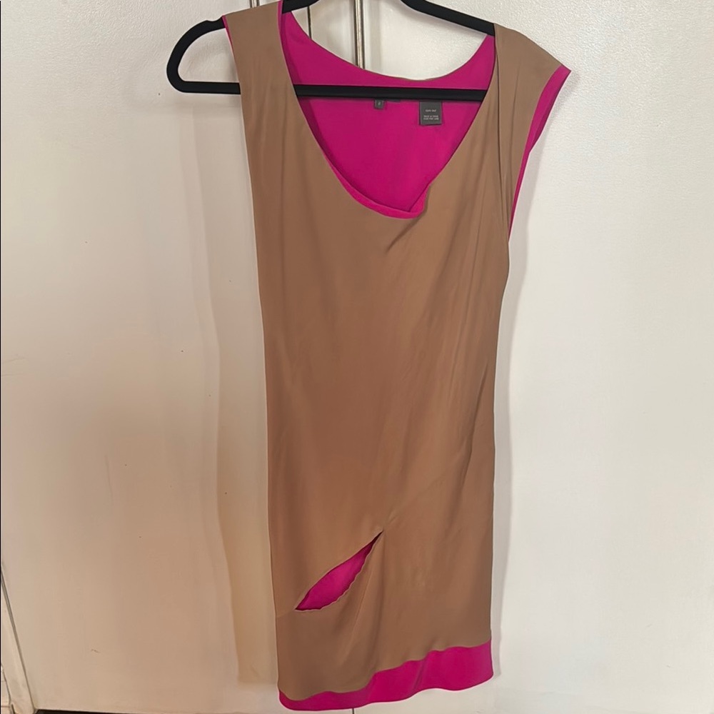 Daryl K tan and pink silk dress Elegant Tan and Pink Sleeveless Dress